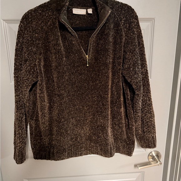 Croft & Barrow Textured Brown Zip Sweater - Picture 1 of 3